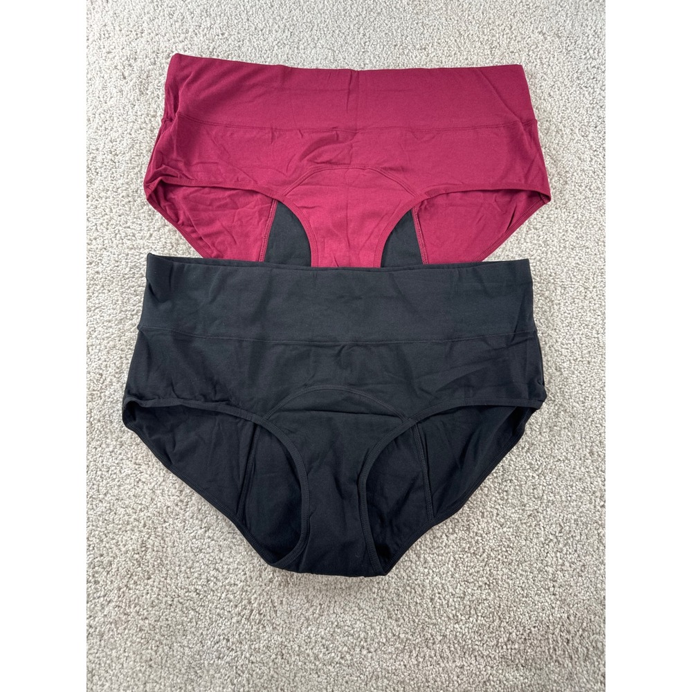 Innersy Period Underwear 2 Pack Women XX-Large High Waist Leakproof Rose Black